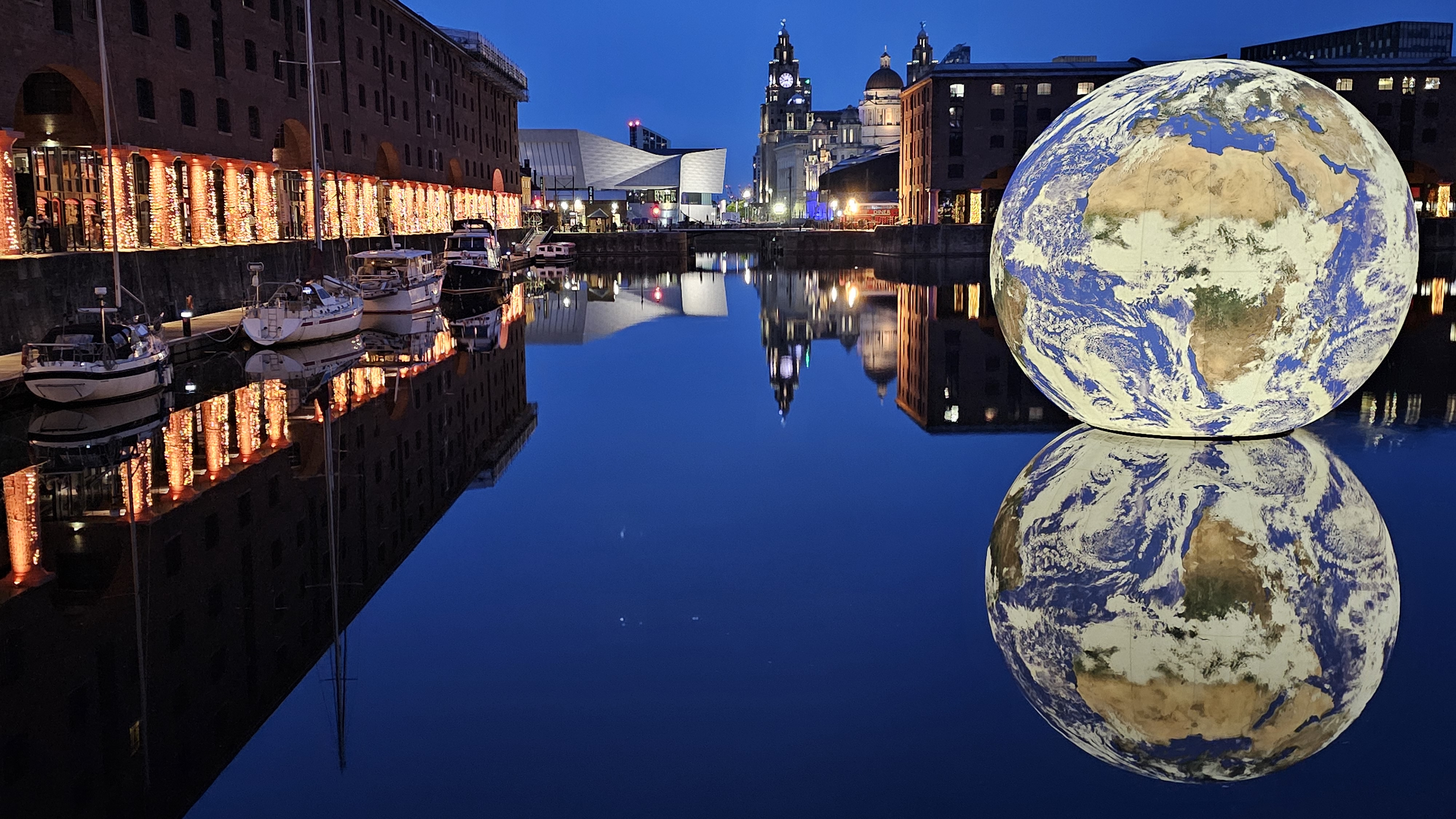 Liverpool's famous Albert Dock and The Liver Buildings beyond.